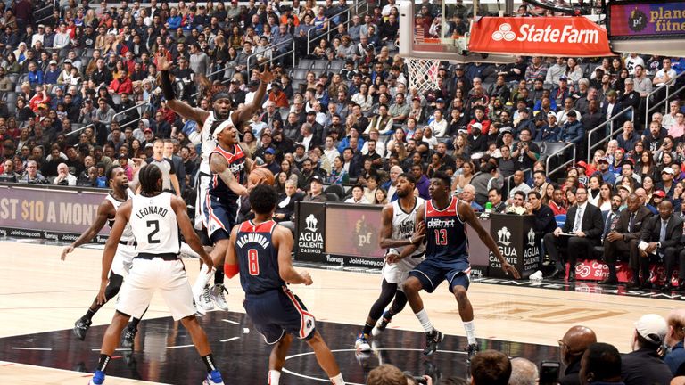 Bradley Beal of the Washington Wizards drives to the basket during a game against the LA Clippers