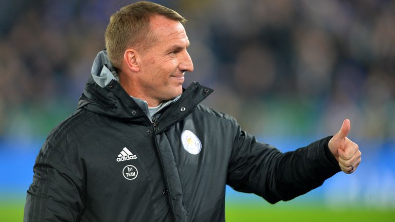 Manager of Leicester City Brendan Rodgers before the Premier League match between Leicester City and Everton FC at King Power Stadium on December 1st, 2019 in Leicester, United Kingdom. 