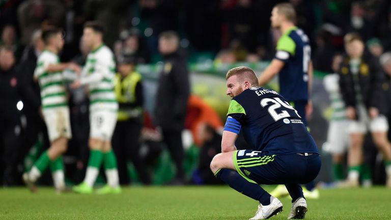 Hamilton's Brian Easton at full-time of the Premiership match between Celtic and Hamilton 