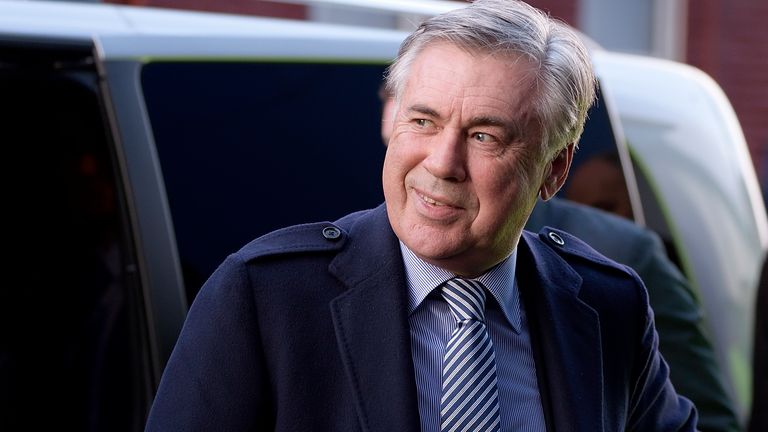 New Everton manager Carlo Ancelotti arrives at Goodison Park before the club's match with Arsenal