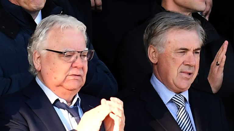Carlo Ancelotti watched from the stands as Everton drew 0-0 with Arsenal