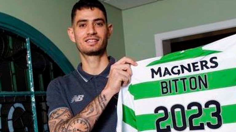 Celtic&#39;s Nir Bitton is pictured after agreeing a new deal with the club