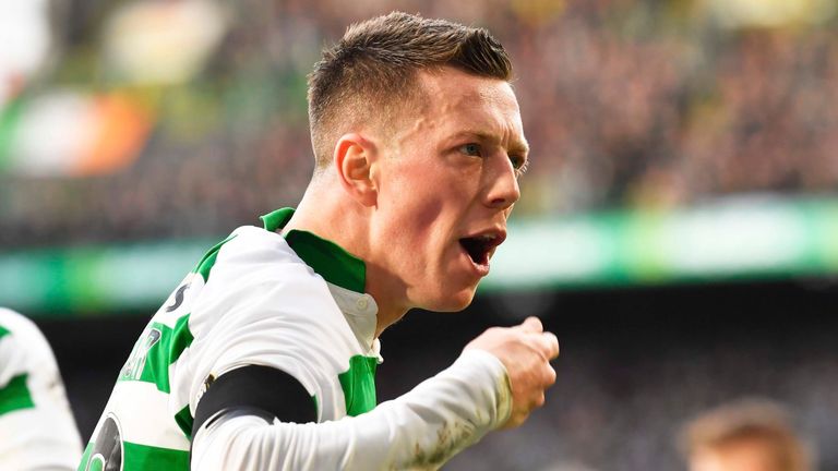 GLASGOW, SCOTLAND - DECEMBER 29:  Callum McGregor celebrates after making it 1-1 during the Ladbrokes Premiership match between Celtic and Rangers at Celtic Park on December 29, 2019 in Glasgow, Scotland. (Photo by Rob Casey / SNS Group)