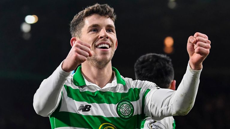 Celtic's Ryan Christie celebrates his goal during the Ladbrokes Premiership match between Celtic and Hamilton at Celtic Park