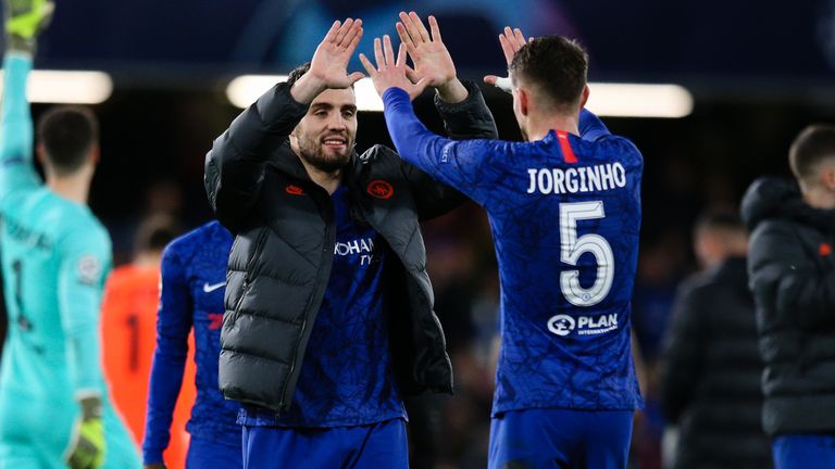 Jorginho and Mateo Kovacic pictured after the final whistle