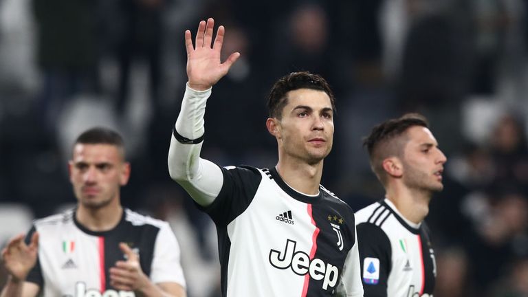 Cristiano Ronaldo celebrates after scoring for Juventus against Udinese