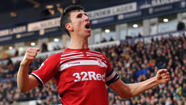Middlesbrough's Daniel Ayala celebrates scoring his teams opening goal during the Sky Bet Championship match at The Hawthorns, West Bromwich. PA Photo. Picture date: Sunday December 29, 2019. See PA story SOCCER West Brom. Photo credit should read: Dave Howarth/PA Wire. RESTRICTIONS: EDITORIAL USE ONLY No use with unauthorised audio, video, data, fixture lists, club/league logos or "live" services. Online in-match use limited to 120 images, no video emulation. No use in betting, games or single club/league/player publications.