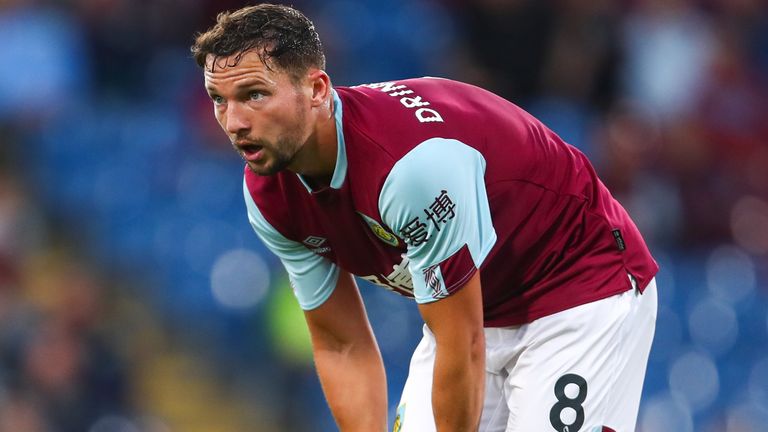Danny Drinkwater during the Carabao Cup, Second Round fixture between Burnley and Sunderland at Turf Moor