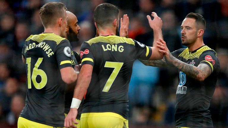 Danny Ings celebrates after giving Southampton the lead at Villa Park