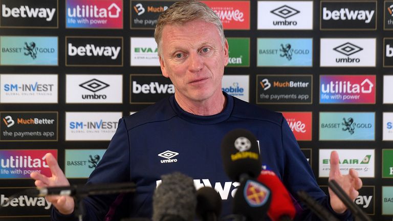 New West Ham manager David Moyes during the press conference at the club's Rush Green Training Ground