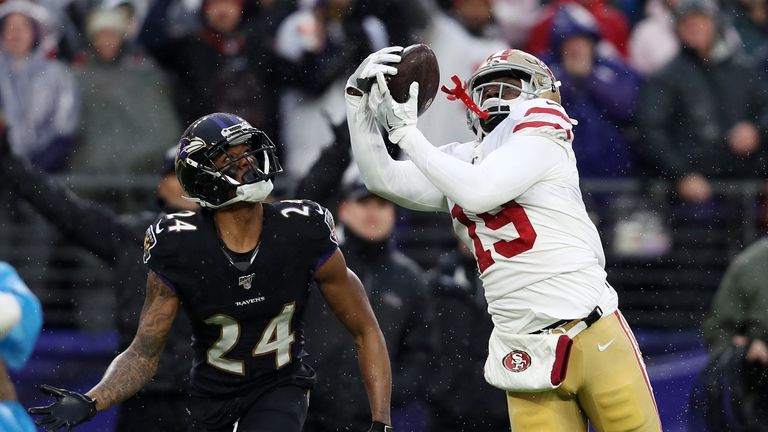 Deebo Samuel opened the scoring with a diving grab over Marcus Peters