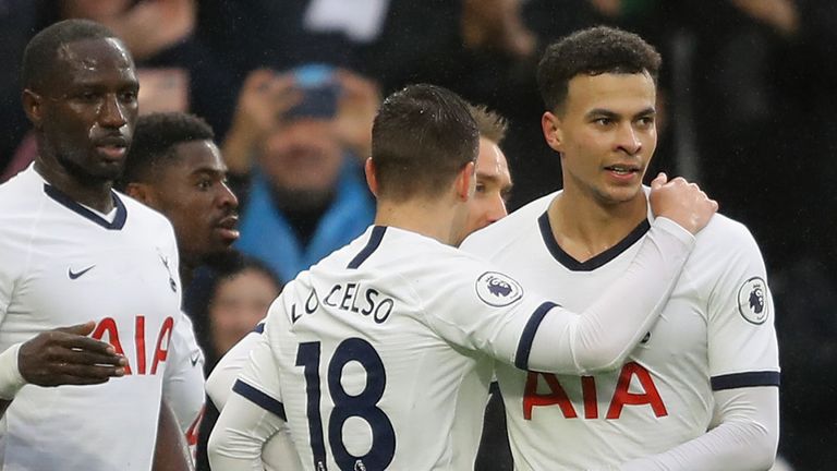 Dele Alli celebrates putting Spurs 2-1 up