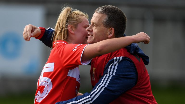 Fitzgerald celebrates the 2019 league final win with Saorise Noonan