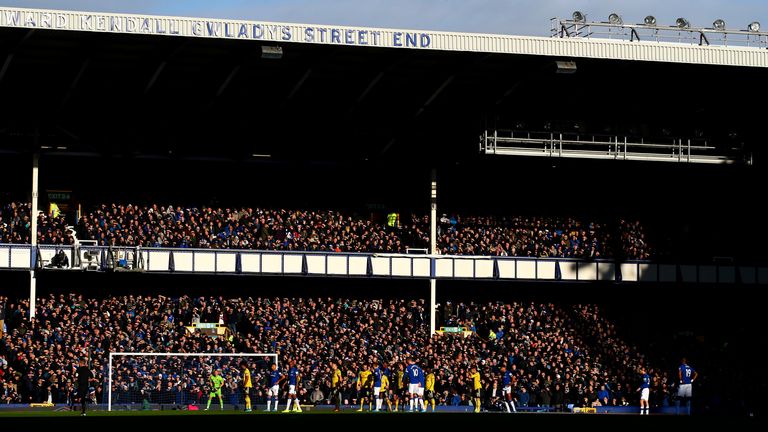 The Howard Kendall Gwladys Street End is often a 12th man for Everton