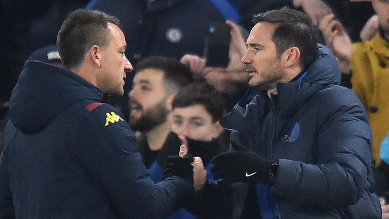 Frank Lampard embraces former team-mate Terry at the final whistle