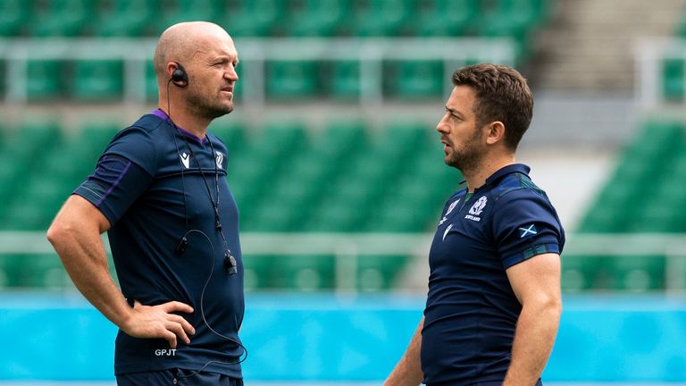 Scotland head coach Gregor Townsend and Craig Laidlaw at training