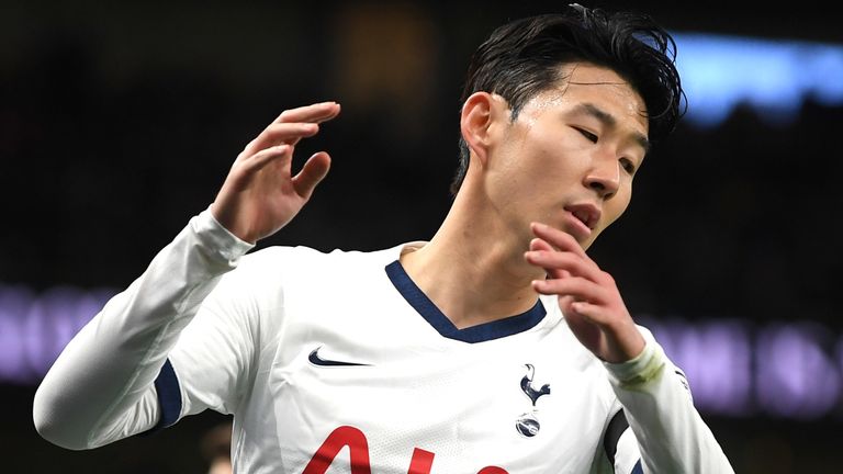 Heung-Min Son in action for Tottenham against Chelsea