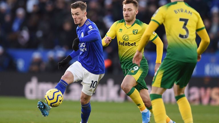 James Maddison in action vs Norwich City