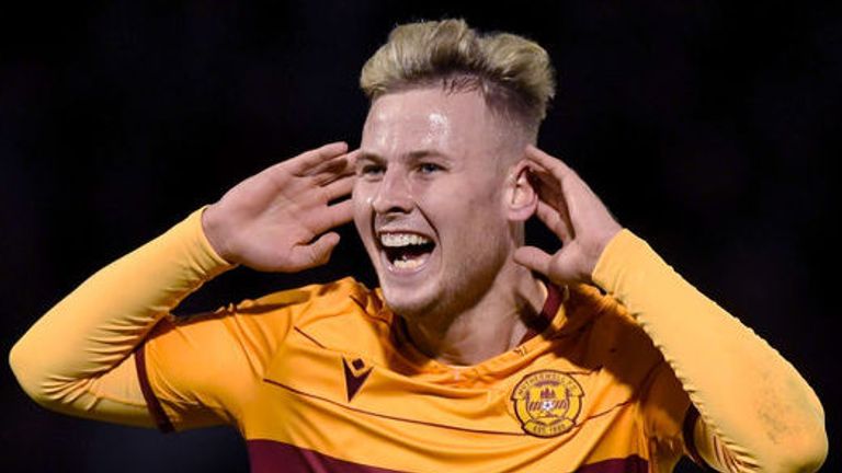 PAISLEY, SCOTLAND - DECEMBER 4: Motherwell...s James Scott celebrates opening the scoring during a Ladbrokes Premiership match between St Mirren and Motherwell at the Simple Digital Arena, on December 4, 2019, in Paisley, Scotland. (Photo by Craig Williamson / SNS Group) 