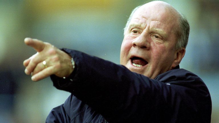 31 Mar 2001 : Jim Smith, manager of Derby County, watches his side go down 2-0 in the FA Carling Premiereship match against Coventry City at Highfield Road, Coventry.