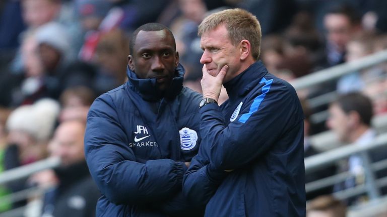 Jimmy Floyd Hasselbaink consults with David Oldfield during their time at Queens Park Rangers