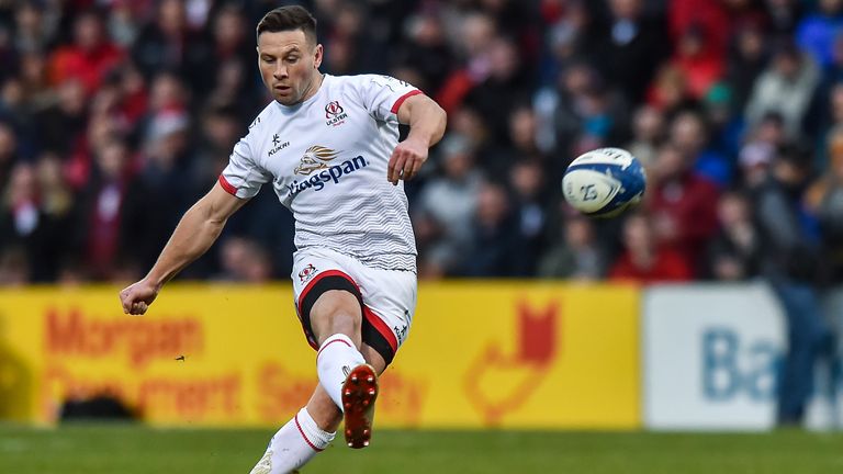 7 December 2019; John Cooney of kicks a penalty during the Heineken Champions Cup Pool 3 Round 3 match between Ulster and Harlequins at Kingspan Stadium in Belfast. Photo by Oliver McVeigh/Sportsfile