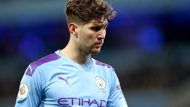 John Stones during the Manchester derby at the Etihad Stadium