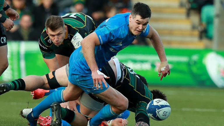 Johnny Sexton was injured as Leinster beat Northampton in the Champions Cup