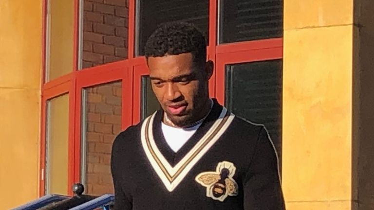 Bournemouth midfielder Jordon Ibe on the steps of Bromley Magistrates Court