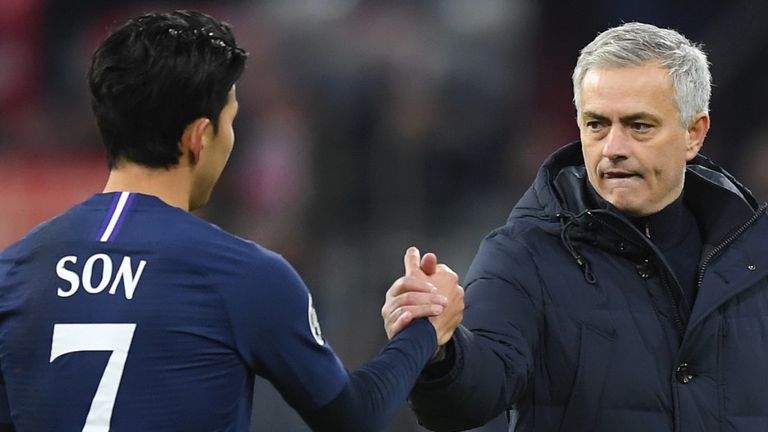 Jose Mourinho and Heung-min Son