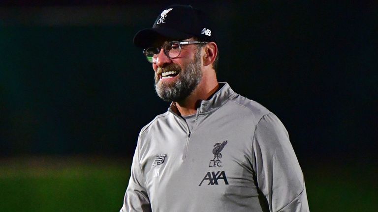 Jurgen Klopp during a training session at Qatar University stadium