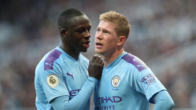 Kevin De Bruyne and Benjamin Mendy of Manchester City 