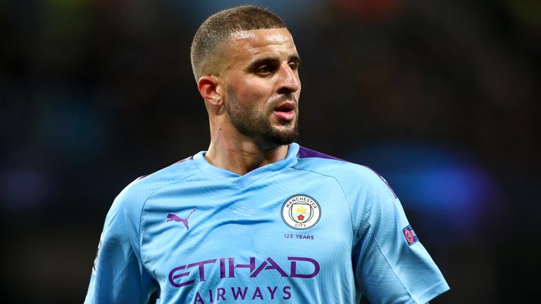 Kyle Walker of Manchester City during the UEFA Champions League group C match between Manchester City and Atalanta at Etihad Stadium on October 22, 2019 in Manchester, United Kingdom