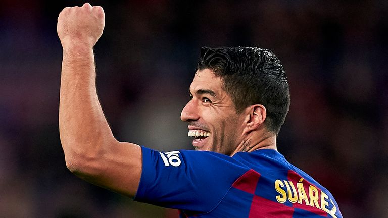 Luis Suarez helped fire Barcelona to a 4-1 win on Saturday