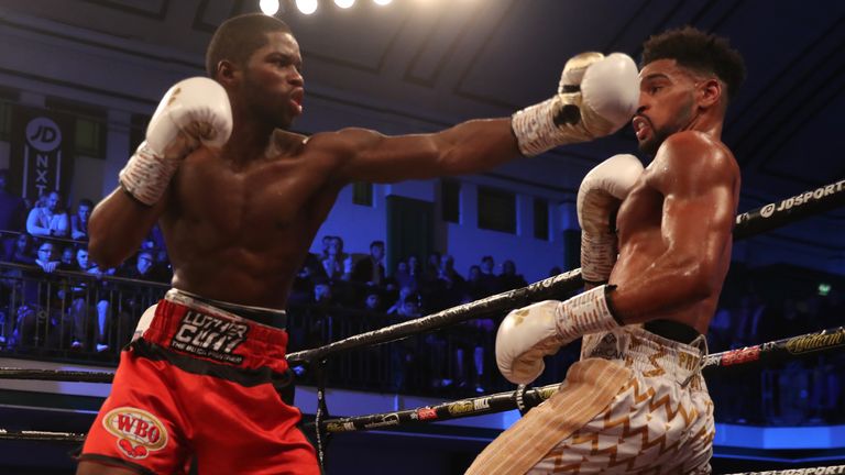 Luther Clay and Freddy Kiwitt , WBO Global Welterweight Title Fight, York Hall, London.19th December 2019.Picture By Mark Robinson..