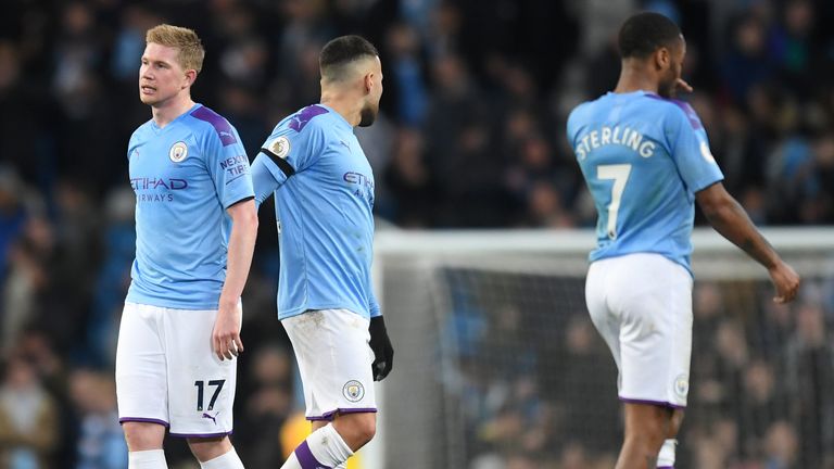 Kevin De Bruyne and his teammates were left dejected after losing the Manchester Derby