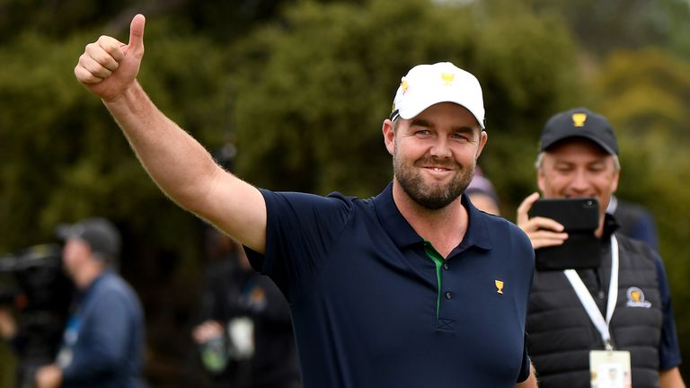 Marc Leishman during Saturday's foursomes at the Presidents Cup