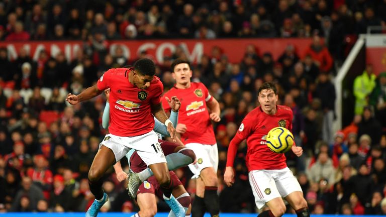 Marcus Rashford's header led to Manchester United's equaliser against Aston Villa