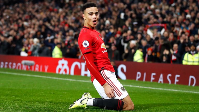 Mason Greenwood celebrates his goal against Newcastle