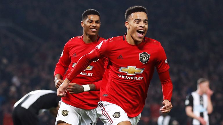 Mason Greenwood celebrates scoring his Manchester United's second goal of the game