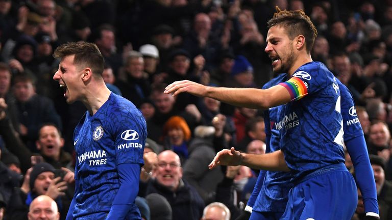 Mason Mount celebrates his match-winning strike in the second half