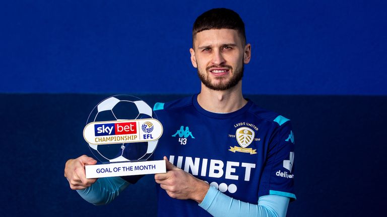 Mateusz Klich of Leeds United wins the Sky Bet Championship Goal of the Month award - Mandatory by-line: Robbie Stephenson/JMP - 19/12/2019 - FOOTBALL - Thorpe Arch Training Ground - Leeds, England - Sky Bet Goal of the Month Award