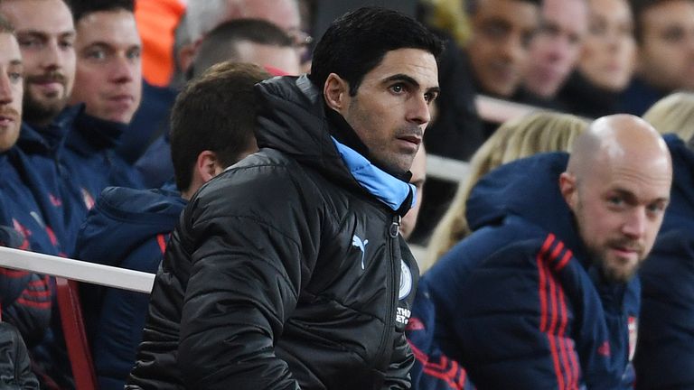 Mikel Arteta sat in the away dugout at the Emirates Stadium on Sunday