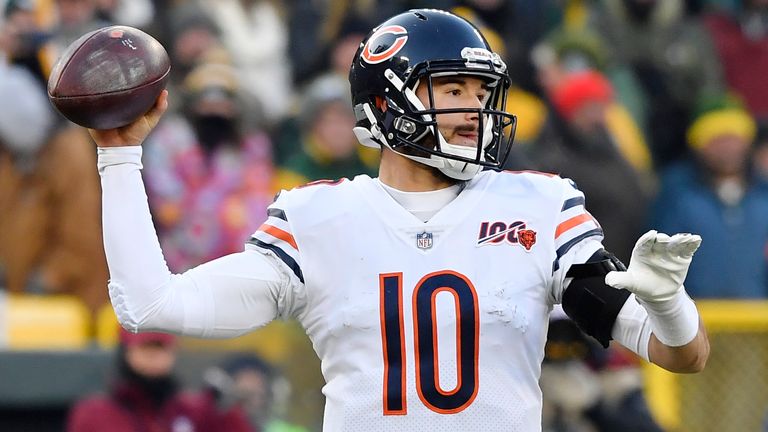 Bears quarterback Mitchell Trubisky completed 29 of 53 for 334 yards, one touchdown and two interceptions against the Packers