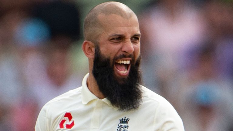 BIRMINGHAM, ENGLAND - AUGUST 03: Moeen Ali of England celebrates taking the wicket of Cameron Bancroft of Australia during day three of the First Ashes test match at Edgbaston on August 3, 2019 in Birmingham, England. (Photo by Visionhaus/Getty Images)
