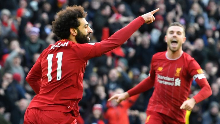 Mohamed Salah celebrates his opener