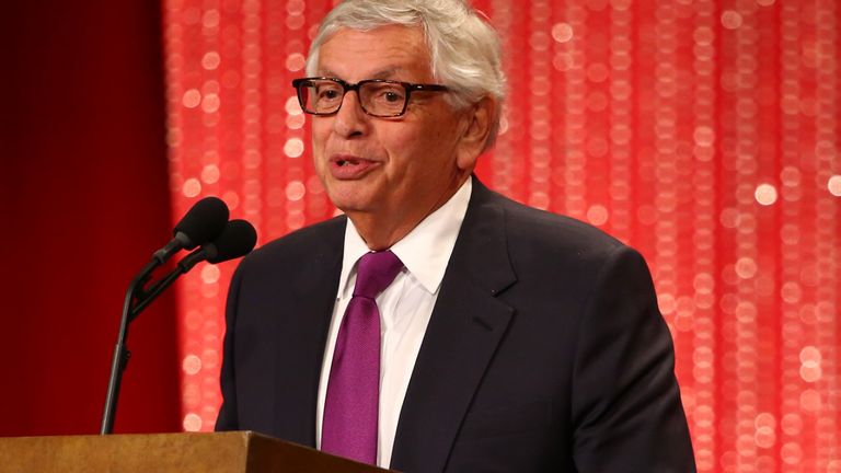 David Stern speaks during the 2014 Basketball Hall of Fame Enshrinement Ceremony on August 8, 2014 at the Mass Mutual Center in Springfield, Massachusetts.