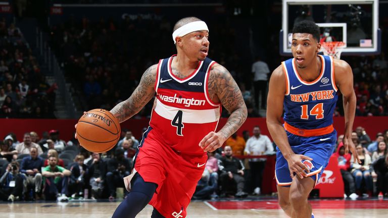 WASHINGTON, DC -.. DECEMBER 28: Isaiah Thomas #4 of the Washington Wizards handles the ball during the game against the New York Knicks on December 28, 2019 at Capital One Arena in Washington, DC. NOTE TO USER: User expressly acknowledges and agrees that, by downloading and or using this Photograph, user is consenting to the terms and conditions of the Getty Images License Agreement. Mandatory Copyright Notice: Copyright 2019 NBAE (Photo by Stephen Gosling/NBAE via Getty Images).