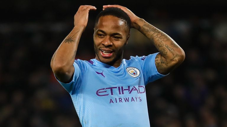 Raheem Sterling reacts after missing a penalty against Wolves
