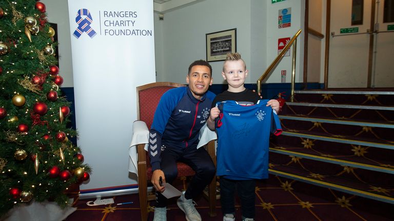 Rangers club captain James Tavernier meets young fans as part of the Rangers Charity Foundation 